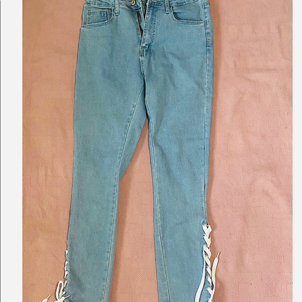 Shein Blue Tie Up Jeans
